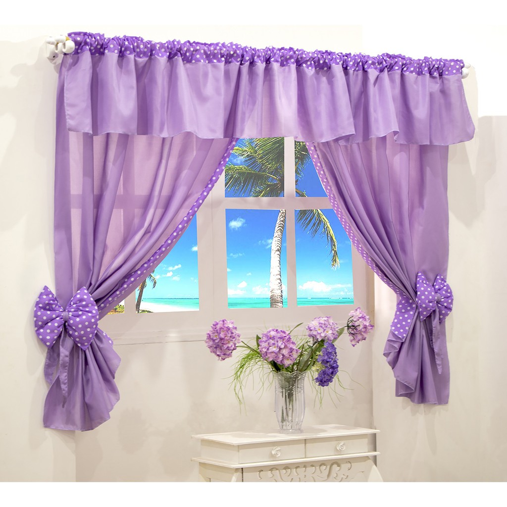cortina infantil ursinha 2,00m x 1,70m lilás