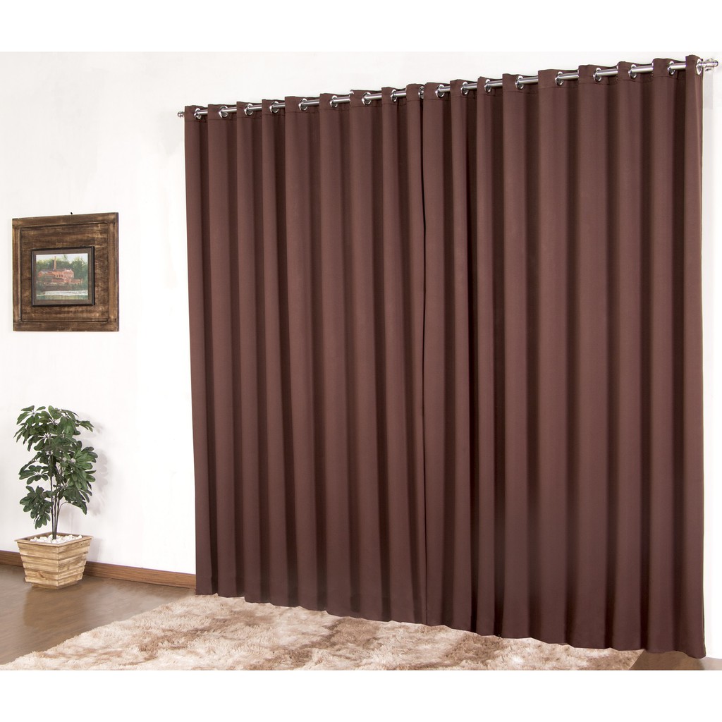 cortina em tecido blackout 3,00 x 2,70 marrom